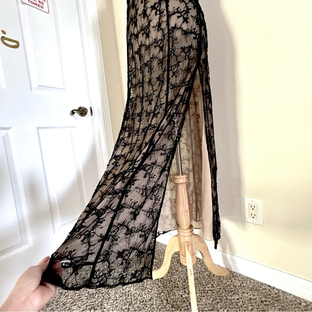 VTG 80’ Victoria's Secret Black Lace Maxi Babydoll slip Dress gothic Victorian M - Picture 3 of 10